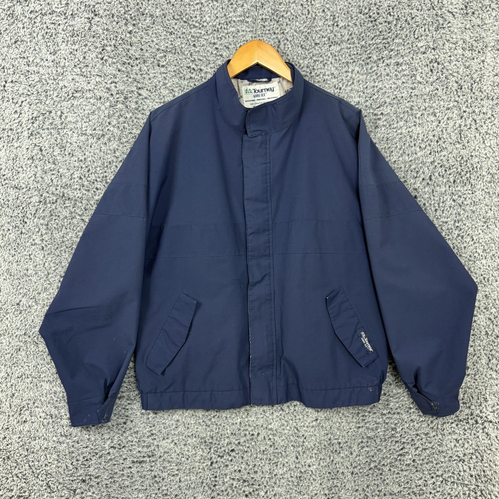Vintage Tourney GORE-TEX Jacket Mens Large Blue Waterproof Windbreaker *FLAWED